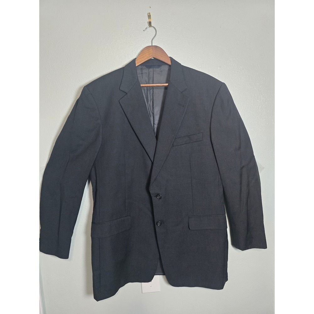 Burberry London Mens 44L Wool Blazer Sport Coat Black 2 Button Union Made USA